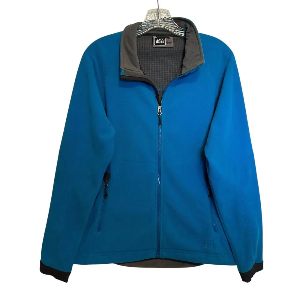 REI Fleece Full Zip Jacket Womens Large Electric Blue Outdoors Outerwear Gorp